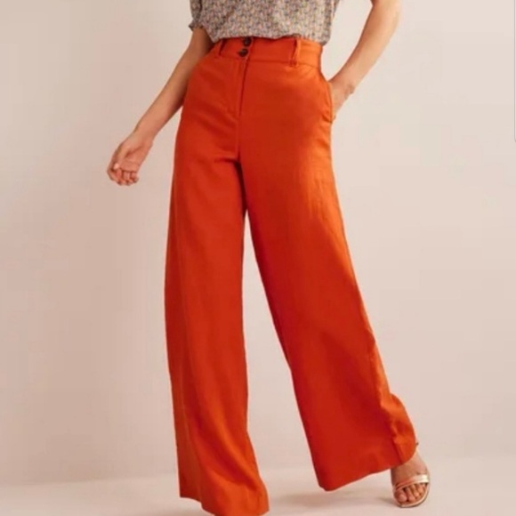 Outback Red Pants - Outback Red 100% Linen Cassidy Fit Flare Leg Trouser Pants Orange Size 10 NWT
